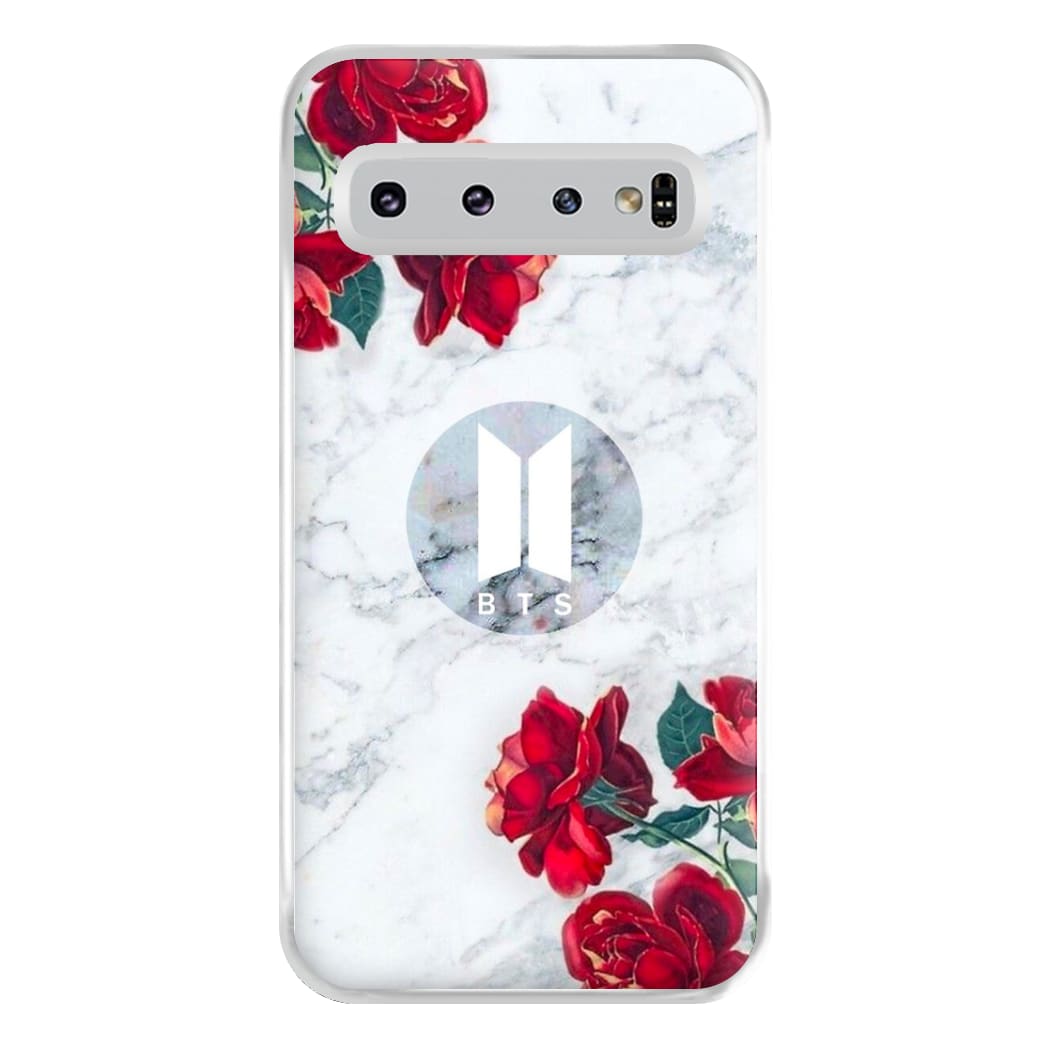 K-Pop Band Logo Marble Roses Phone Case for Galaxy S10 Plus