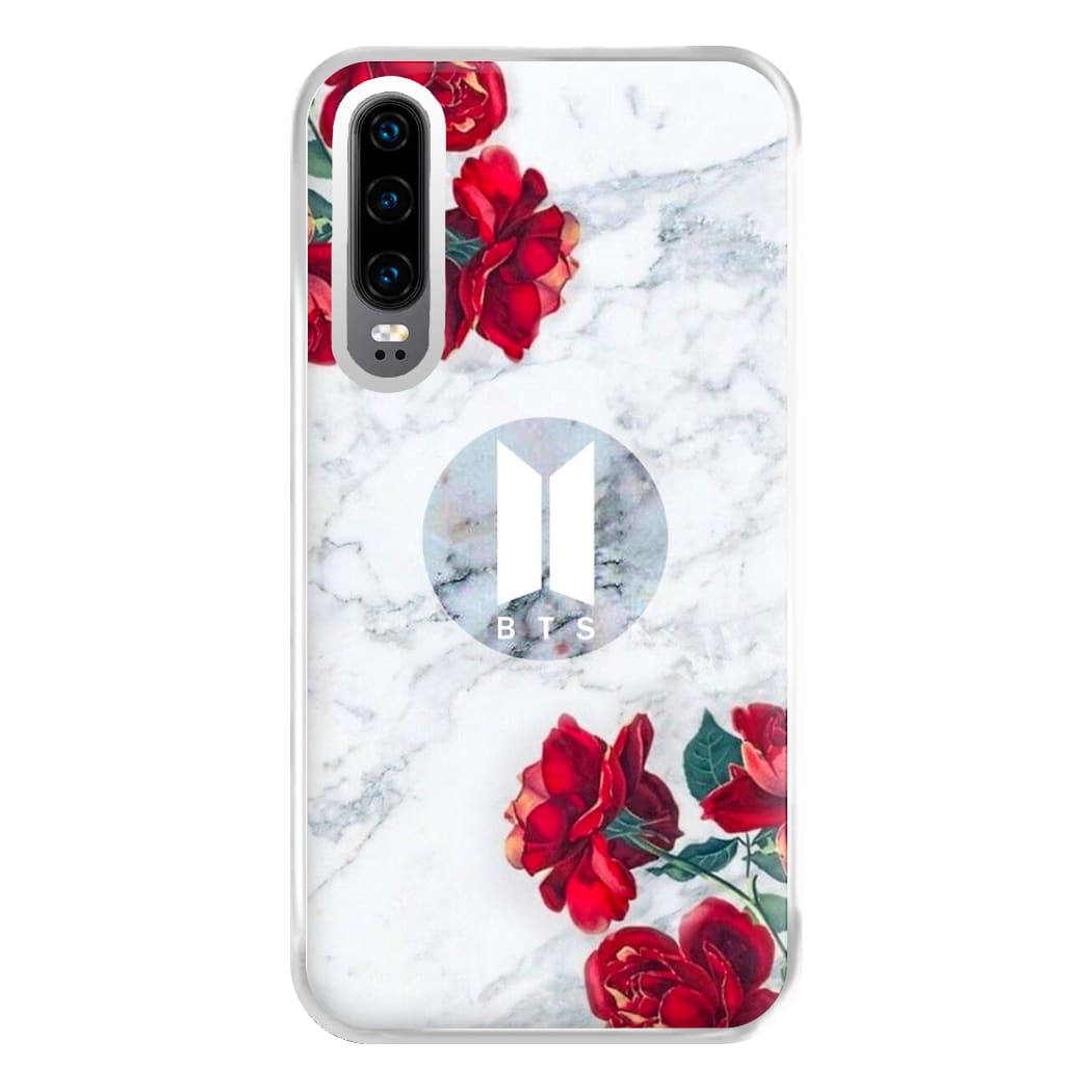 K-Pop Band Logo Marble Roses Phone Case for Huawei P30