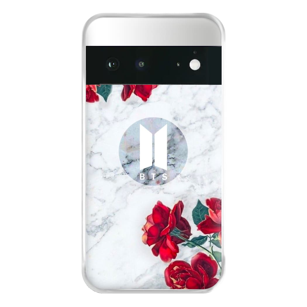 K-Pop Band Logo Marble Roses Phone Case for Google Pixel 6a