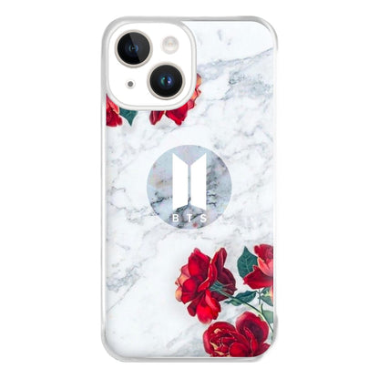 K-Pop Band Logo Marble Roses Phone Case for iPhone 14