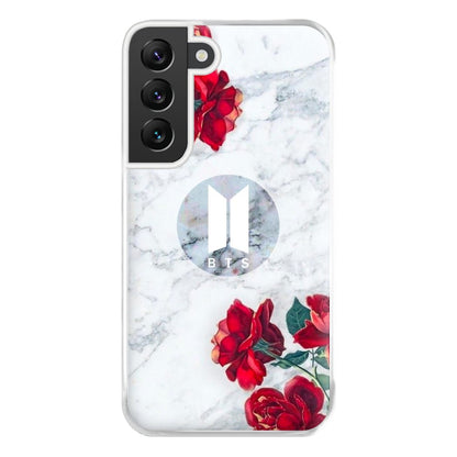 K-Pop Band Logo Marble Roses Phone Case for Galaxy S22 Plus