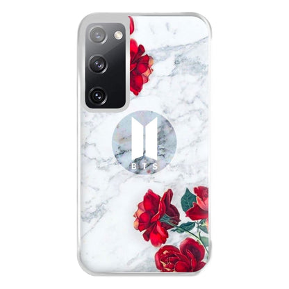 K-Pop Band Logo Marble Roses Phone Case for Galaxy S20