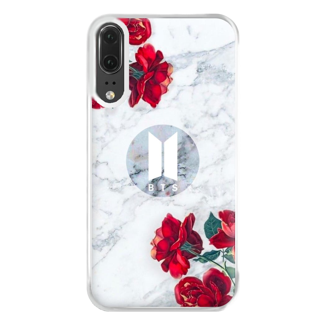 K-Pop Band Logo Marble Roses Phone Case for Huawei P20