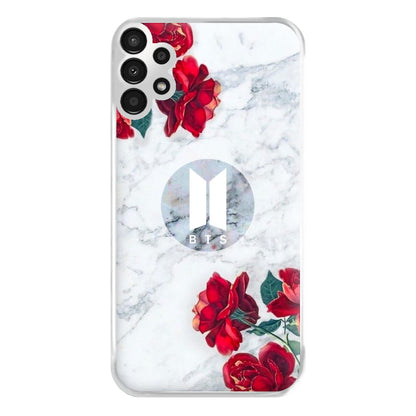 K-Pop Band Logo Marble Roses Phone Case for Galaxy A13