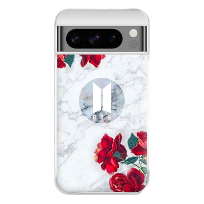 K-Pop Band Logo Marble Roses Phone Case for Google Pixel 8 Pro