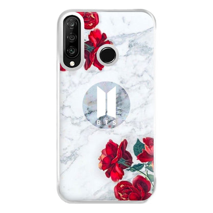 K-Pop Band Logo Marble Roses Phone Case for Huawei P30 Lite