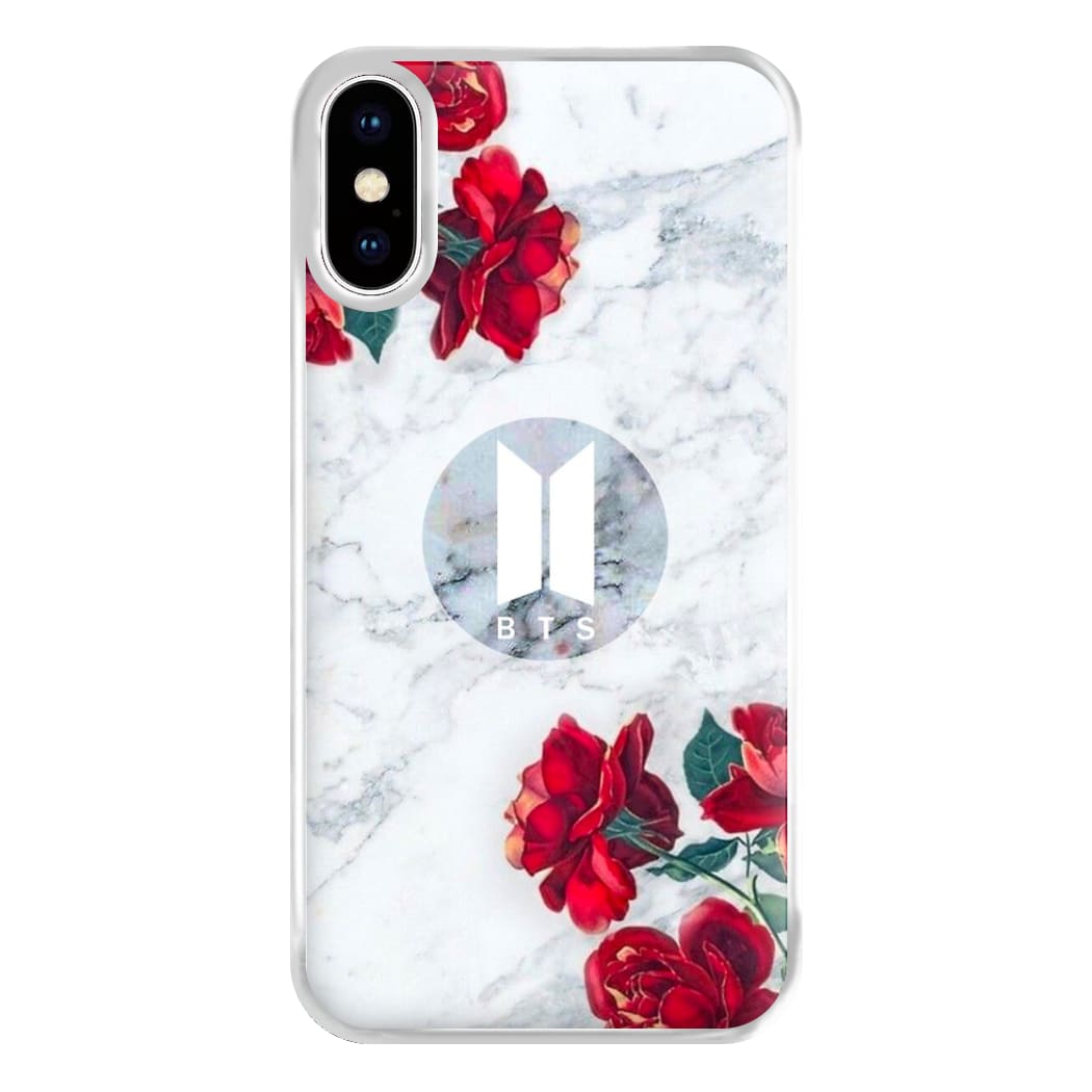 K-Pop Band Logo Marble Roses Phone Case for iPhone XS Max