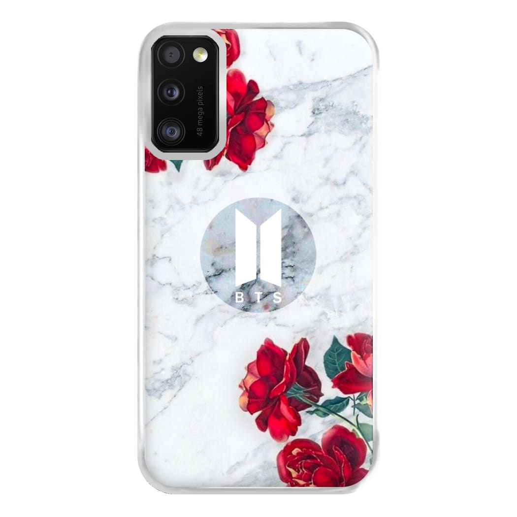 K-Pop Band Logo Marble Roses Phone Case for Galaxy A41