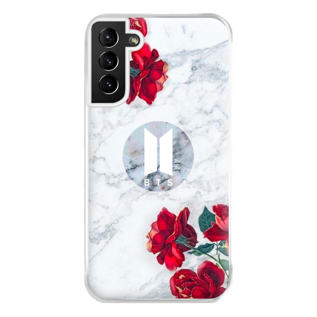 K-Pop Band Logo Marble Roses Phone Case for Galaxy S21 Plus