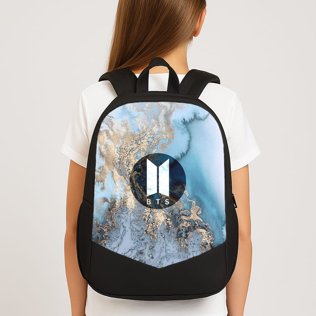 K-Pop Band Logo Marble Large School Bag