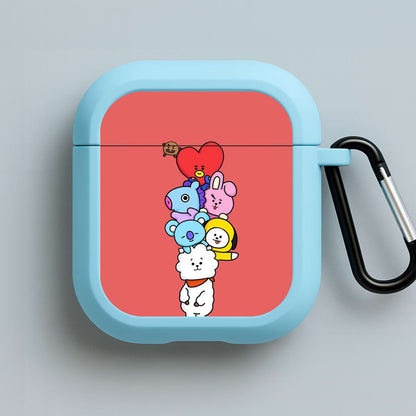 Red BT21 - RJ, Mang, Koya, Chimmy, Cooky, Shooky, Tata - K Pop Blue AirPods Case