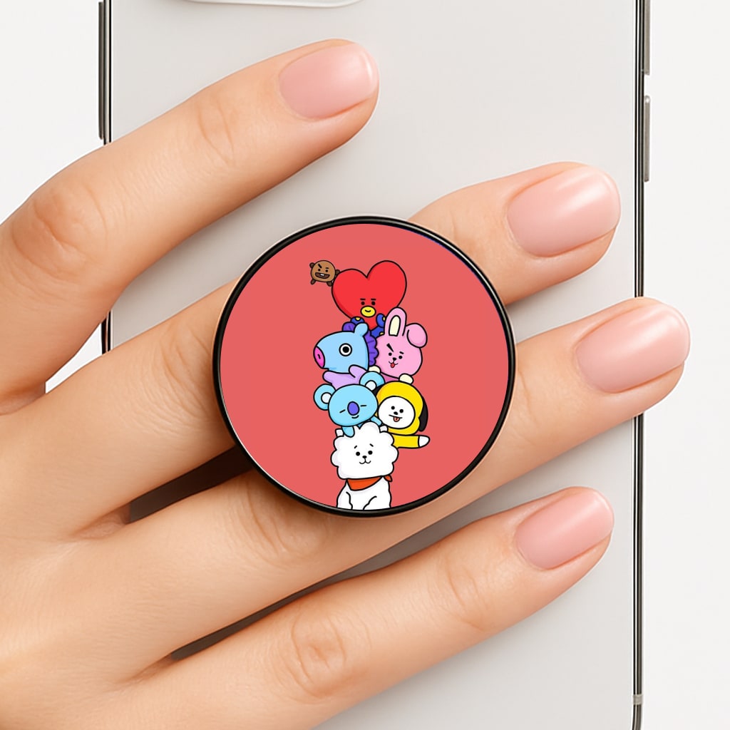 Red BT21 - RJ, Mang, Koya, Chimmy, Cooky, Shooky, Tata - K Pop Phone Grip