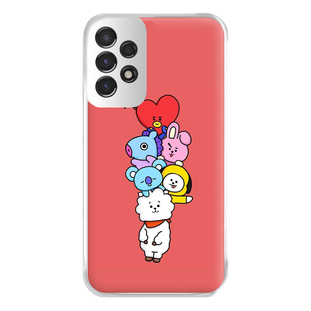 Red BT21 - RJ, Mang, Koya, Chimmy, Cooky, Shooky, Tata - K Pop Phone Case for Galaxy A53