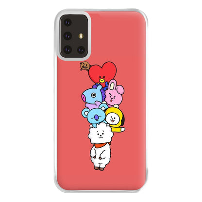 Red BT21 - RJ, Mang, Koya, Chimmy, Cooky, Shooky, Tata - K Pop Phone Case for Galaxy A71