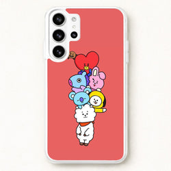 Red BT21 - RJ, Mang, Koya, Chimmy, Cooky, Shooky, Tata - K Pop Phone Case for Galaxy S26 Ultra