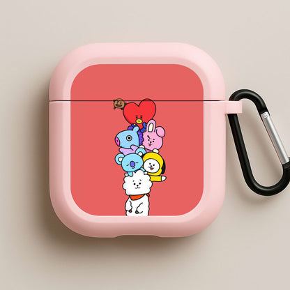 Red BT21 - RJ, Mang, Koya, Chimmy, Cooky, Shooky, Tata - K Pop Pink AirPods Case