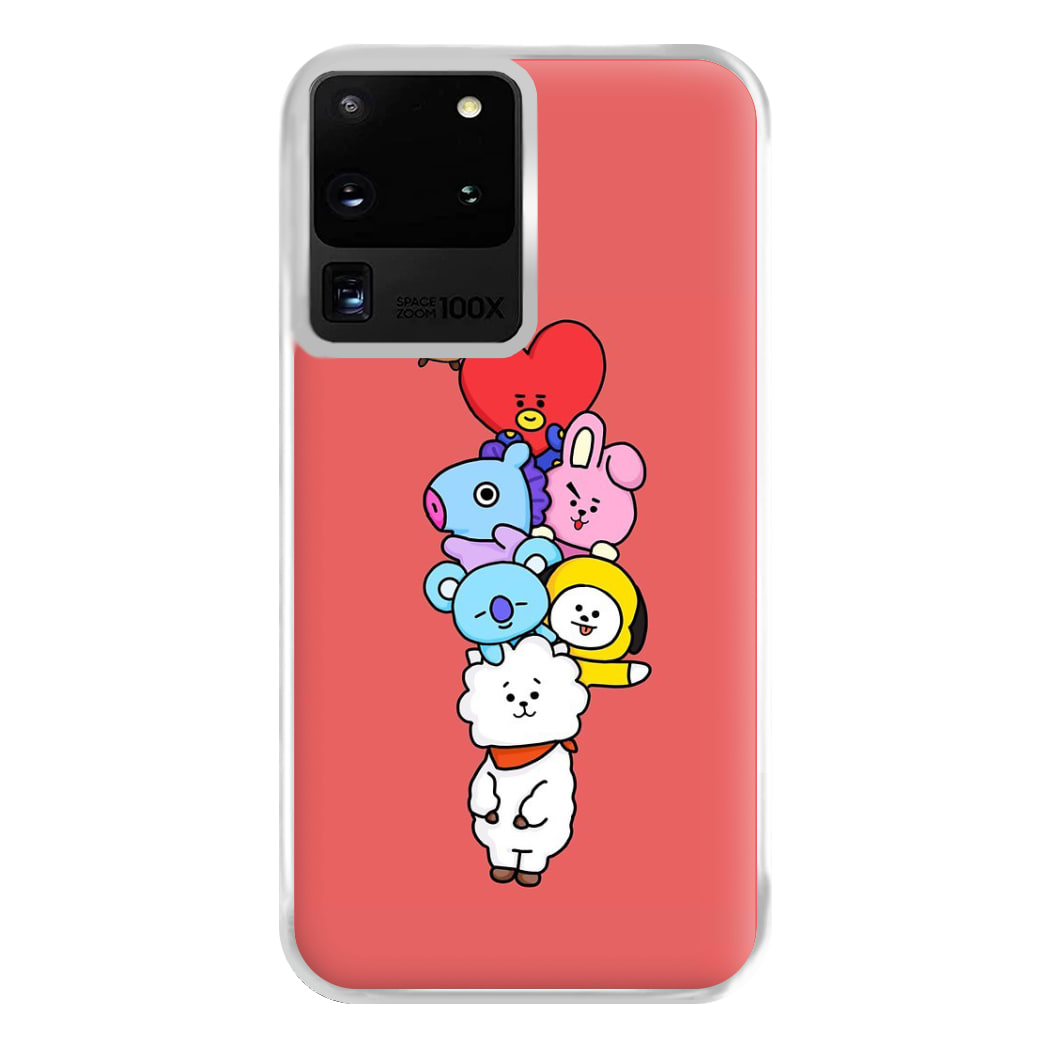 Red BT21 - RJ, Mang, Koya, Chimmy, Cooky, Shooky, Tata - K Pop Phone Case for Galaxy S20 Ultra