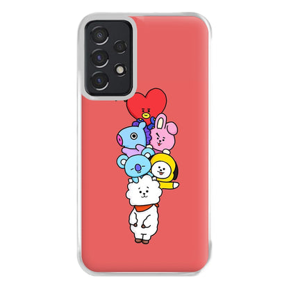 Red BT21 - RJ, Mang, Koya, Chimmy, Cooky, Shooky, Tata - K Pop Phone Case for Galaxy A52 / A52s