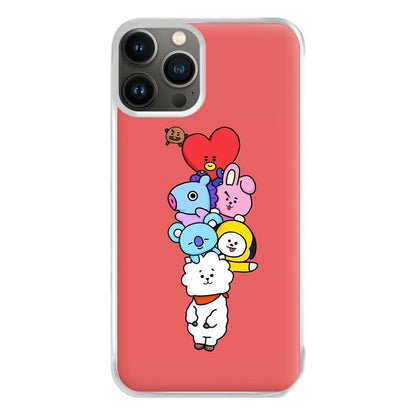 Red BT21 - RJ, Mang, Koya, Chimmy, Cooky, Shooky, Tata - K Pop Phone Case for iPhone 11 Pro Max