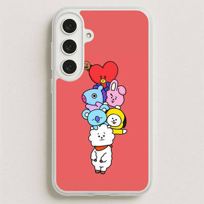 Red BT21 - RJ, Mang, Koya, Chimmy, Cooky, Shooky, Tata - K Pop Phone Case for Galaxy S25FE