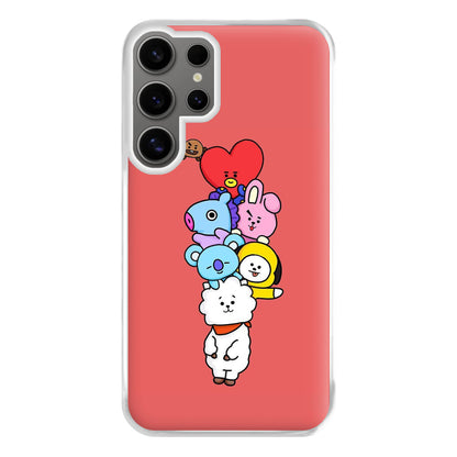 Red BT21 - RJ, Mang, Koya, Chimmy, Cooky, Shooky, Tata - K Pop Phone Case for Galaxy S24 Ultra