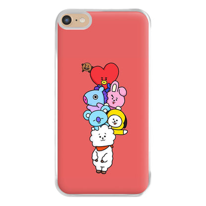 Red BT21 - RJ, Mang, Koya, Chimmy, Cooky, Shooky, Tata - K Pop Phone Case for iPhone 6 Plus / 7 Plus / 8 Plus