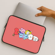 Red BT21 - RJ, Mang, Koya, Chimmy, Cooky, Shooky, Tata - K Pop Laptop Sleeve 2