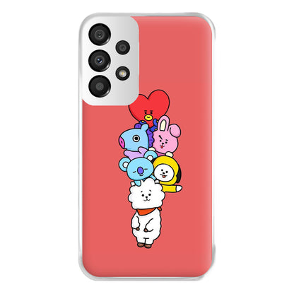 Red BT21 - RJ, Mang, Koya, Chimmy, Cooky, Shooky, Tata - K Pop Phone Case for Galaxy A33