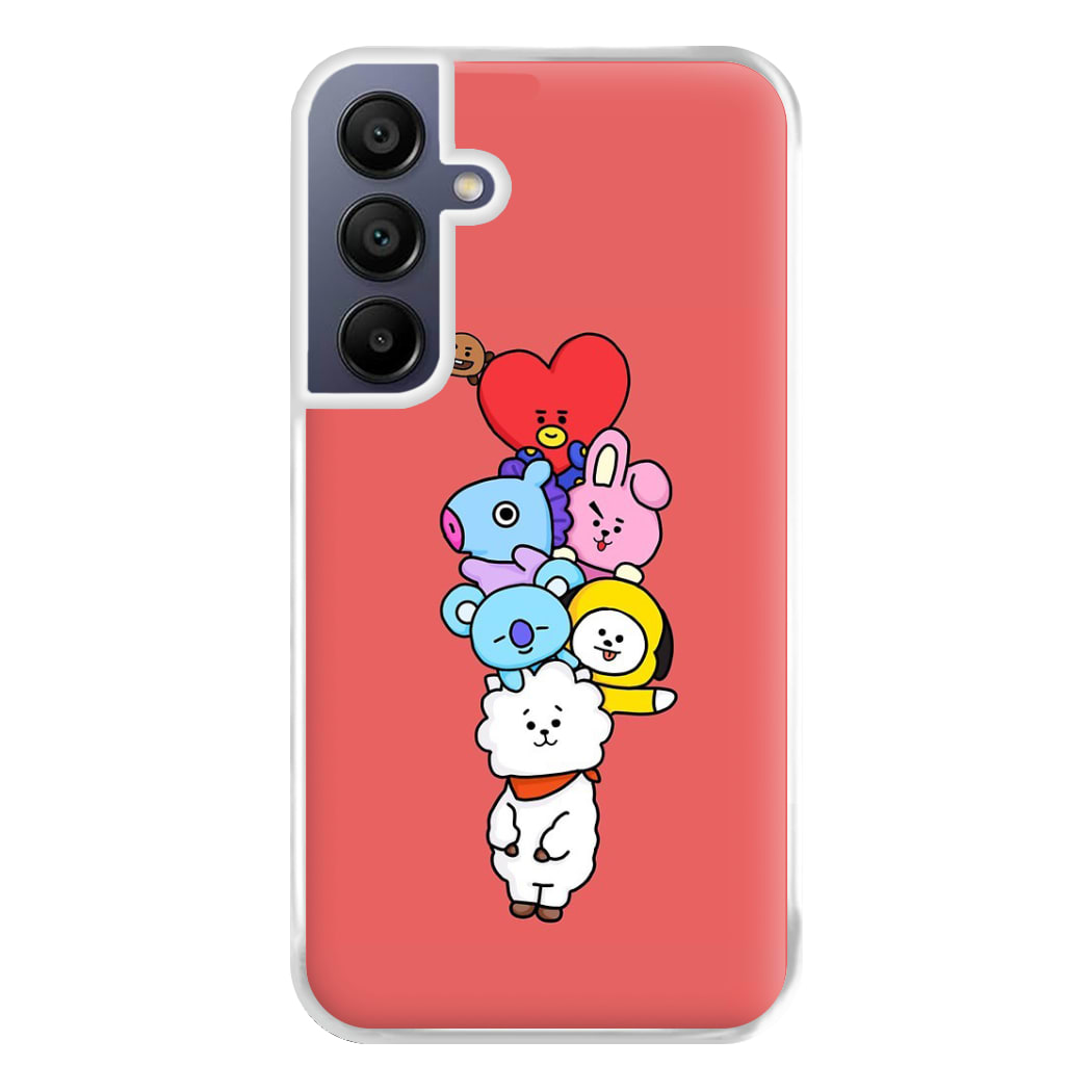 Red BT21 - RJ, Mang, Koya, Chimmy, Cooky, Shooky, Tata - K Pop Phone Case for Galaxy A16