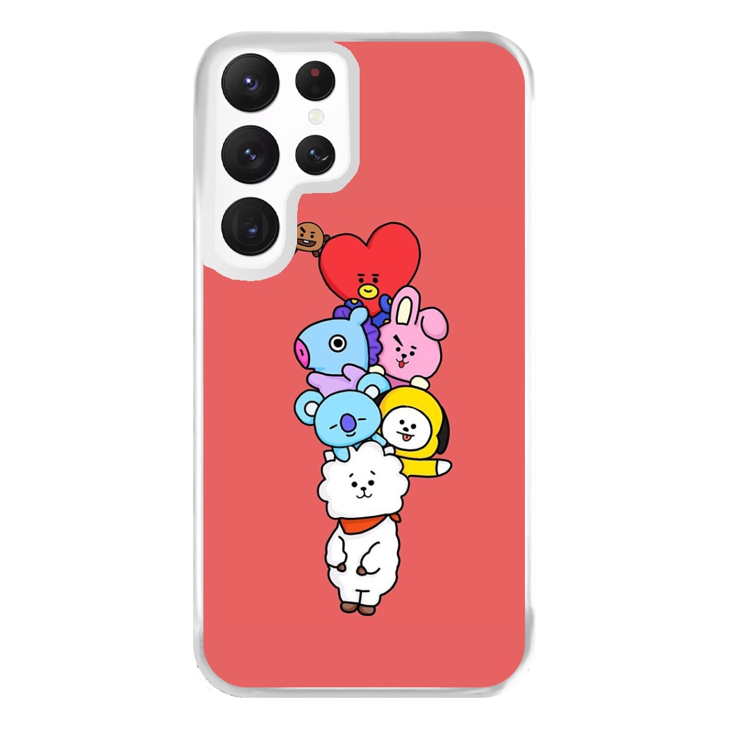 Red BT21 - RJ, Mang, Koya, Chimmy, Cooky, Shooky, Tata - K Pop Phone Case for Galaxy S22 Ultra