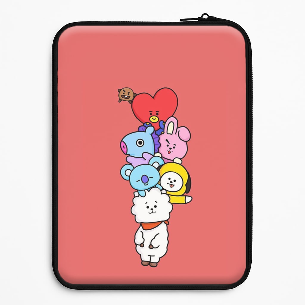 Red BT21 - RJ, Mang, Koya, Chimmy, Cooky, Shooky, Tata - K Pop Laptop Sleeve