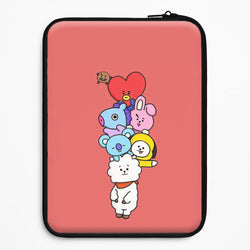 Red BT21 - RJ, Mang, Koya, Chimmy, Cooky, Shooky, Tata - K Pop Universal Laptop Sleeve