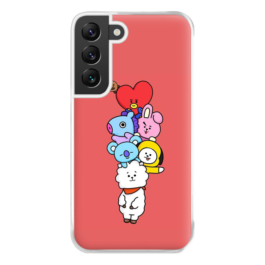 Red BT21 - RJ, Mang, Koya, Chimmy, Cooky, Shooky, Tata - K Pop Phone Case for Galaxy S22 Plus