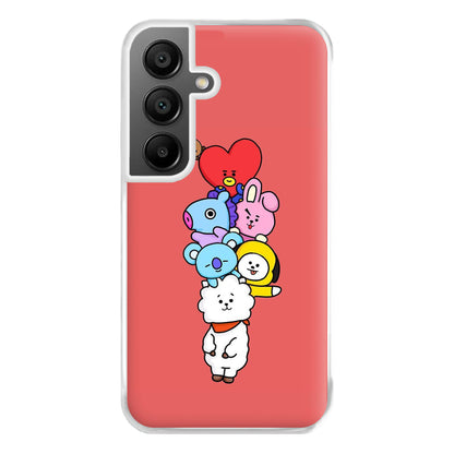 Red BT21 - RJ, Mang, Koya, Chimmy, Cooky, Shooky, Tata - K Pop Phone Case for Galaxy A55