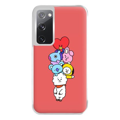 Red BT21 - RJ, Mang, Koya, Chimmy, Cooky, Shooky, Tata - K Pop Phone Case for Galaxy S20FE