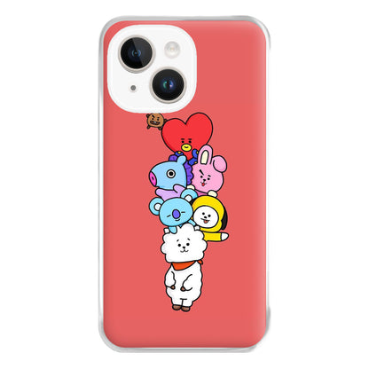 Red BT21 - RJ, Mang, Koya, Chimmy, Cooky, Shooky, Tata - K Pop Phone Case for iPhone 14 Plus