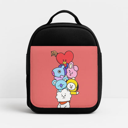 Red BT21 - RJ, Mang, Koya, Chimmy, Cooky, Shooky, Tata - K Pop Insulated Lunchbox