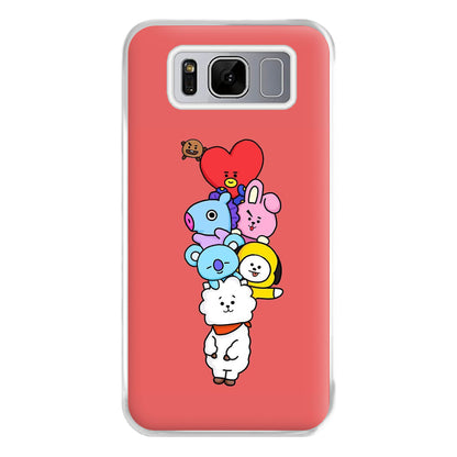 Red BT21 - RJ, Mang, Koya, Chimmy, Cooky, Shooky, Tata - K Pop Phone Case for Galaxy S8 Plus