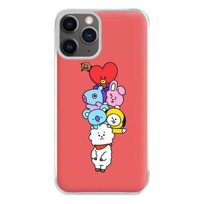 Red BT21 - RJ, Mang, Koya, Chimmy, Cooky, Shooky, Tata - K Pop Phone Case for iPhone 12 Pro Max