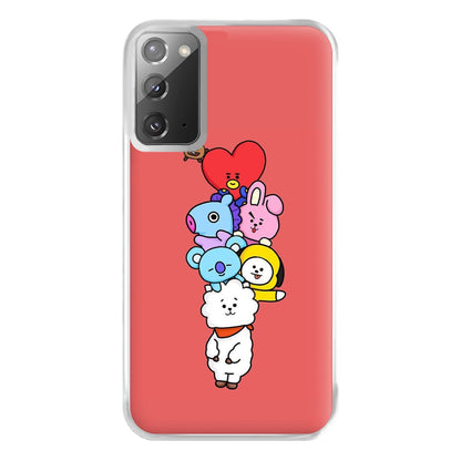 Red BT21 - RJ, Mang, Koya, Chimmy, Cooky, Shooky, Tata - K Pop Phone Case for Galaxy Note 20 Ultra