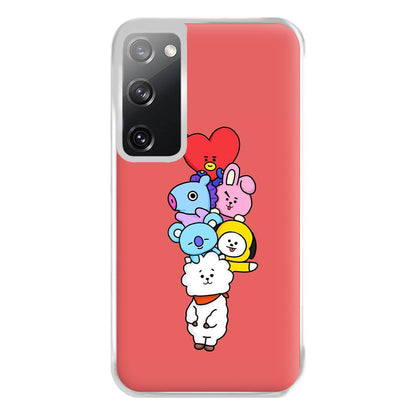 Red BT21 - RJ, Mang, Koya, Chimmy, Cooky, Shooky, Tata - K Pop Phone Case for Galaxy S20