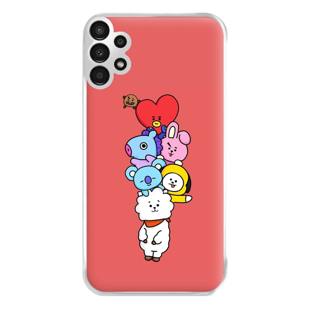 Red BT21 - RJ, Mang, Koya, Chimmy, Cooky, Shooky, Tata - K Pop Phone Case for Galaxy A13