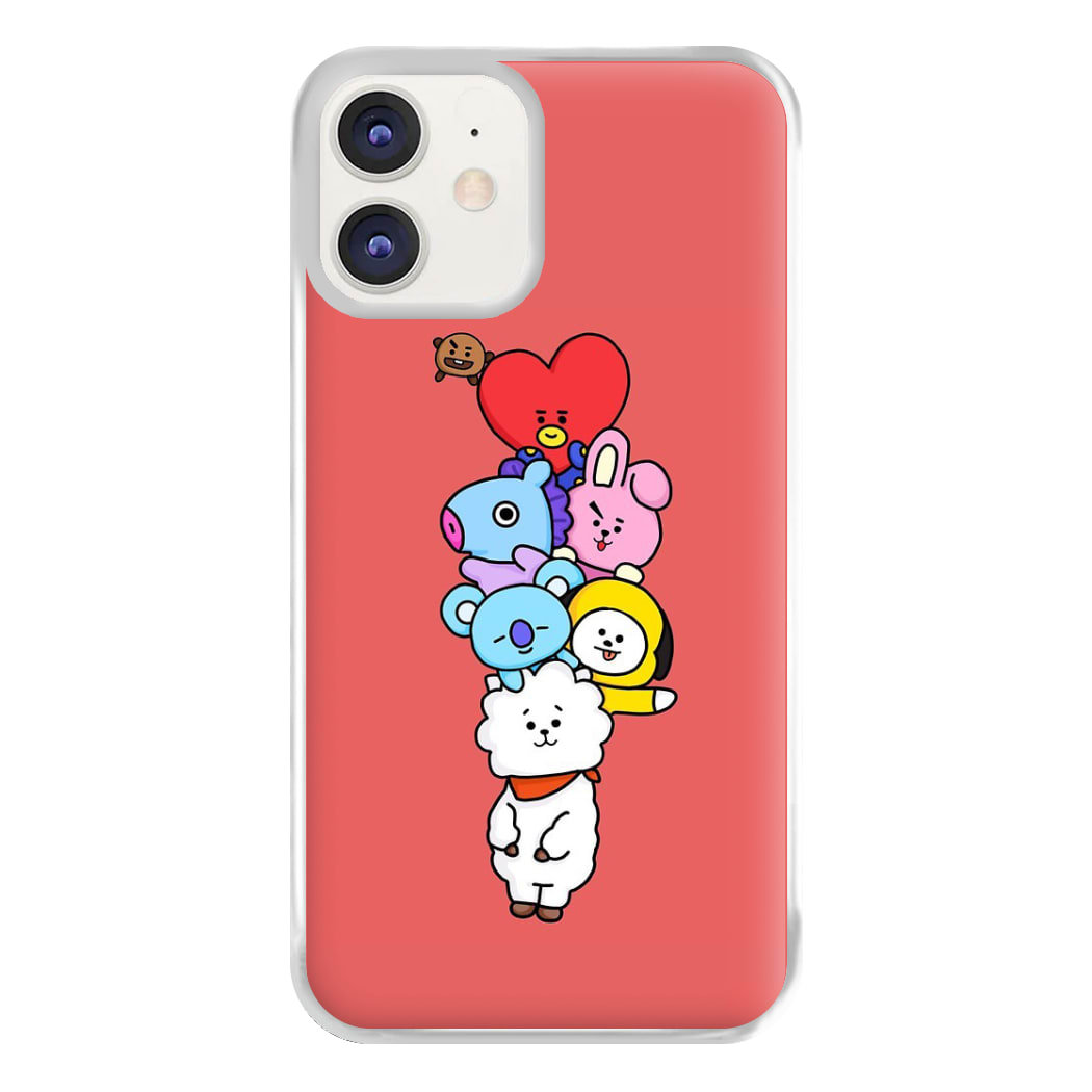 Red BT21 - RJ, Mang, Koya, Chimmy, Cooky, Shooky, Tata - K Pop Phone Case for iPhone 11