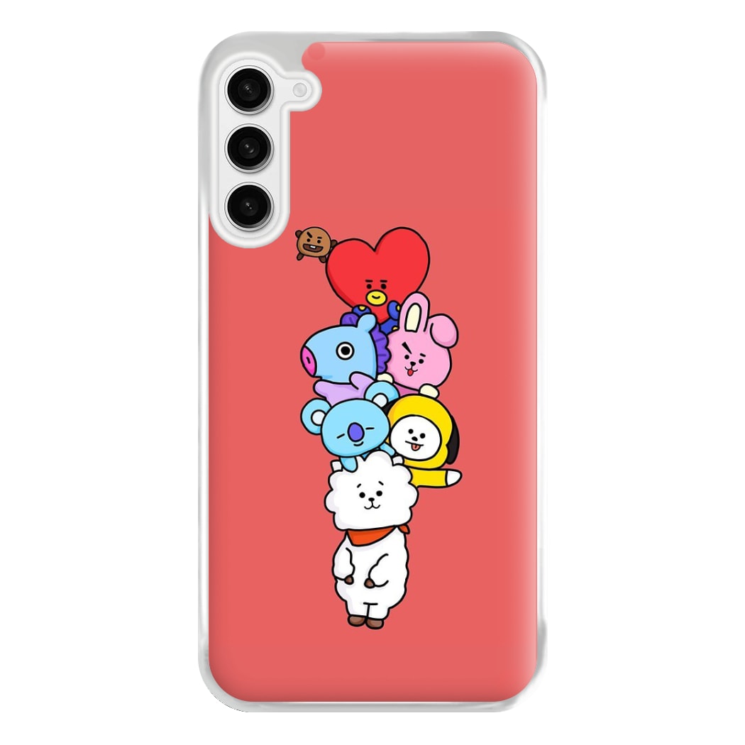 Red BT21 - RJ, Mang, Koya, Chimmy, Cooky, Shooky, Tata - K Pop Phone Case for Galaxy S23FE