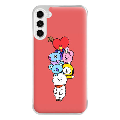 Red BT21 - RJ, Mang, Koya, Chimmy, Cooky, Shooky, Tata - K Pop Phone Case for Galaxy S23FE