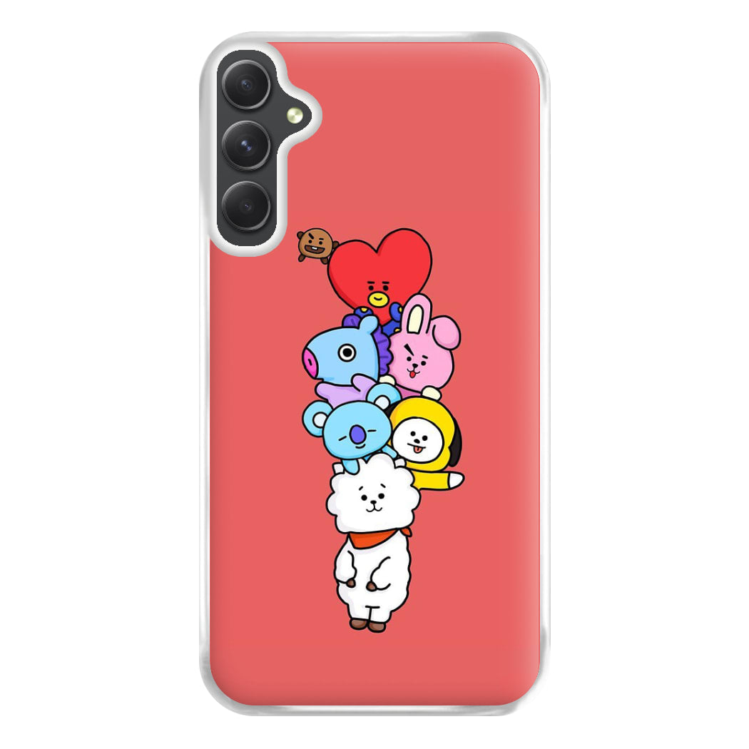 Red BT21 - RJ, Mang, Koya, Chimmy, Cooky, Shooky, Tata - K Pop Phone Case for Galaxy A14