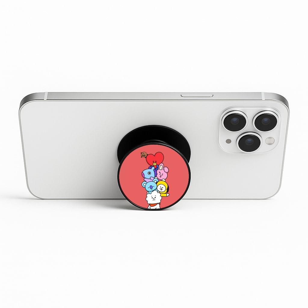 Red BT21 - RJ, Mang, Koya, Chimmy, Cooky, Shooky, Tata - K Pop Phone Stand