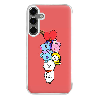 Red BT21 - RJ, Mang, Koya, Chimmy, Cooky, Shooky, Tata - K Pop Phone Case for Galaxy S24FE