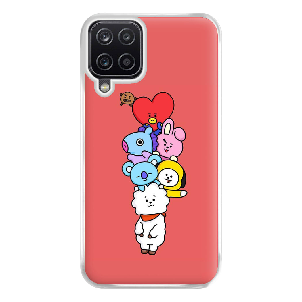 Red BT21 - RJ, Mang, Koya, Chimmy, Cooky, Shooky, Tata - K Pop Phone Case for Galaxy A12