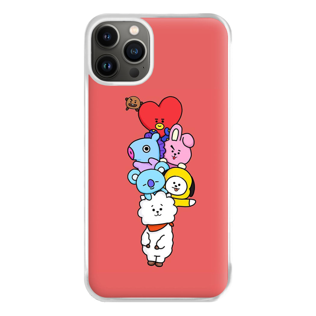 Red BT21 - RJ, Mang, Koya, Chimmy, Cooky, Shooky, Tata - K Pop Phone Case for iPhone 13